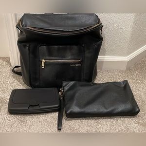 Fawn design diaper bag, changing clutch and baby wipe case